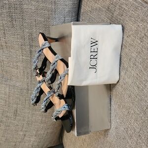 J.Crew Zadie Strappy Kitten Heels- Silver-Size 8, Great for Summer,Dress Up/Down